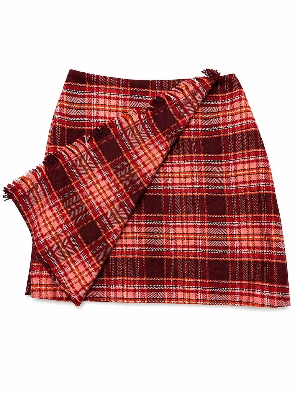 St Johns Bay Plaid Fringe A-Line Skirt - Picture 2 of 5